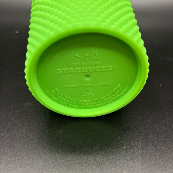 NWOT Starbucks Tumbler Cup Halloween Fall 2021 Neon Lime Green Studded 16 oz - Picture 2 of 4